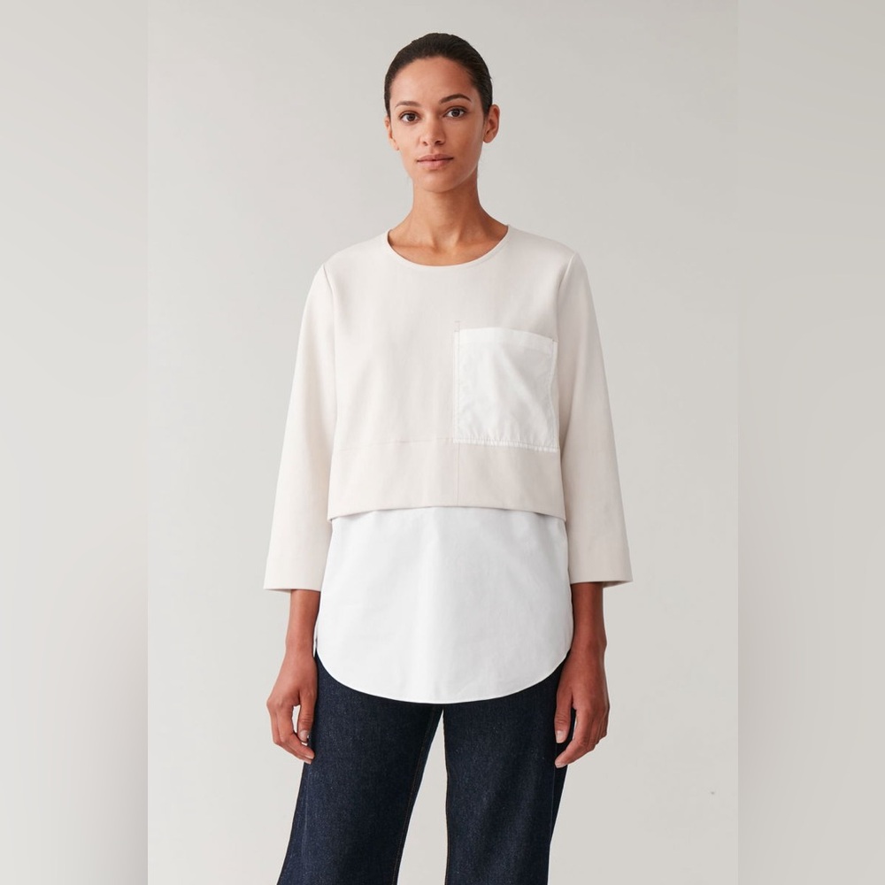 COS Oversized Woven-Jersey Top Size XS